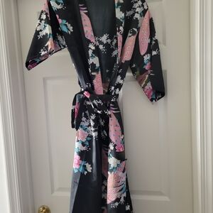 Floral Black and Pink Women's Robe